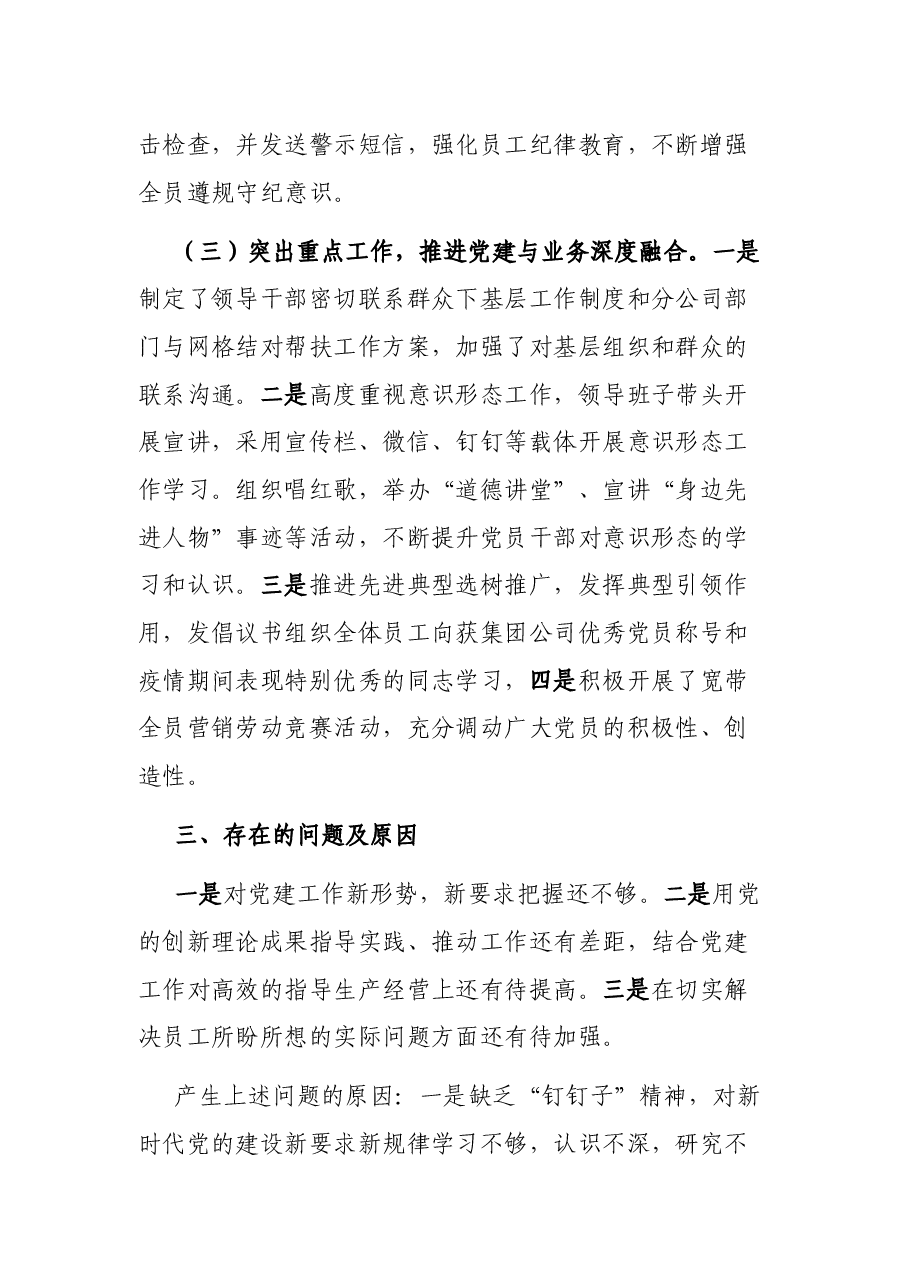 XXX市分公司党委书记抓基层党建工作述职报告.docx,第3页预览