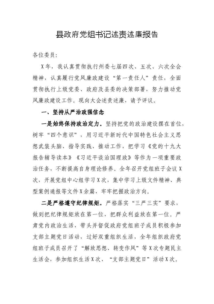 县政府党组书记述责述廉报告.docx,第1页预览