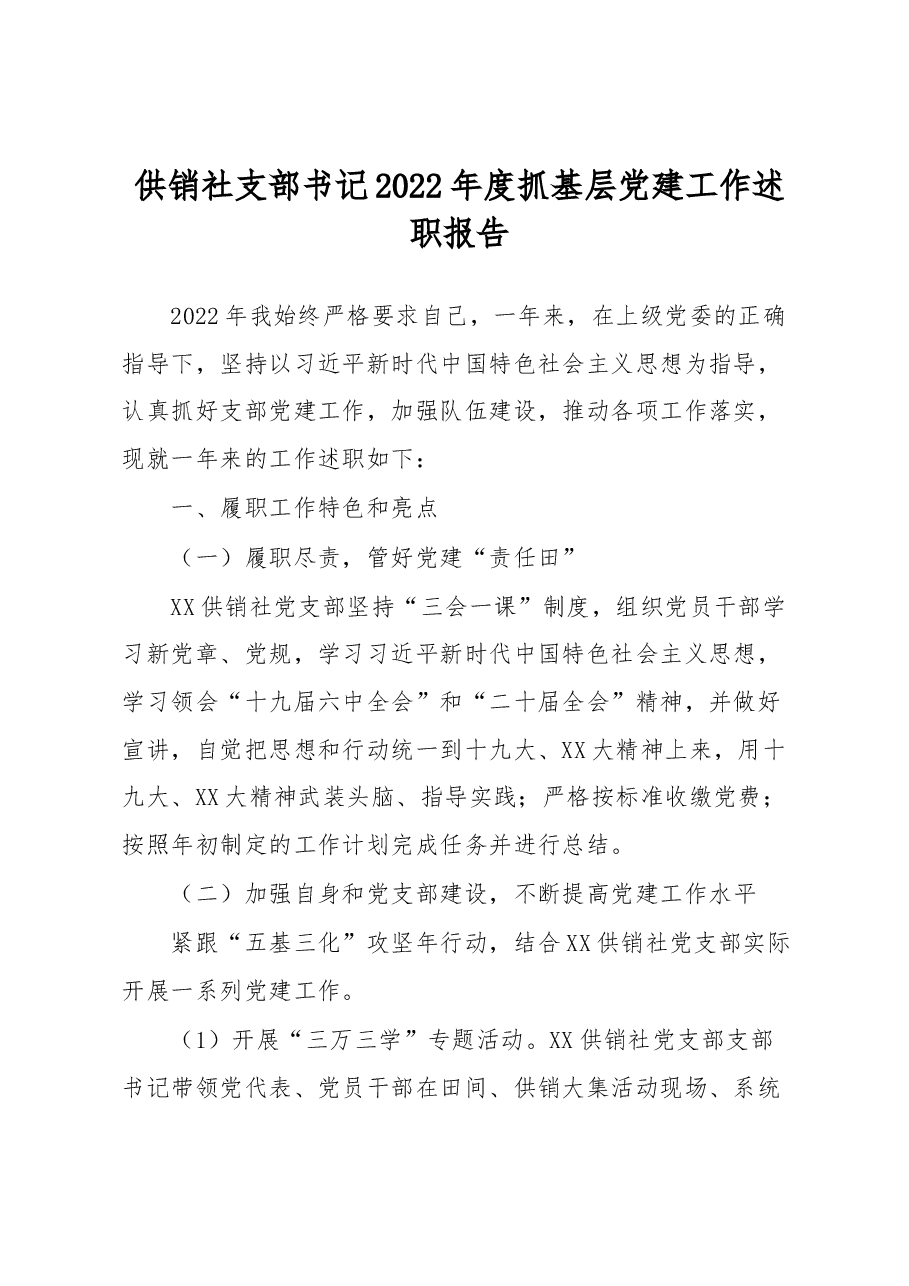 供销社支部书记2022年度抓基层党建工作述职报告.docx,第1页预览