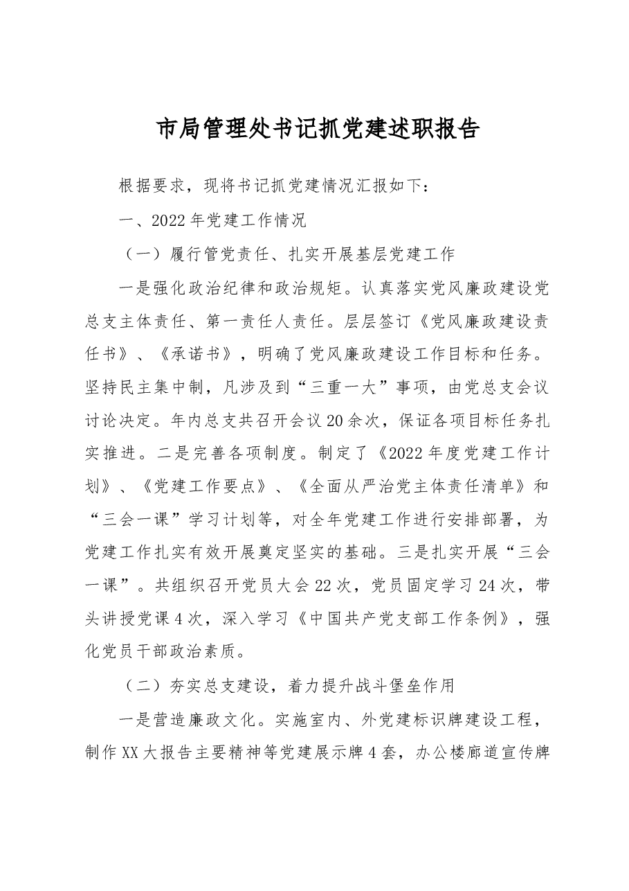 市局管理处书记抓党建述职报告.docx,第1页预览