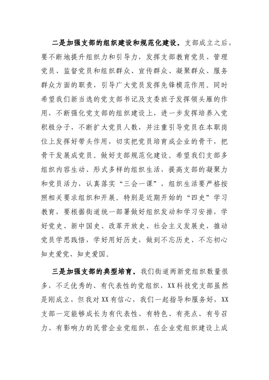 在XX科技集团股份有限公司党支部成立大会上的讲话.docx,第3页预览