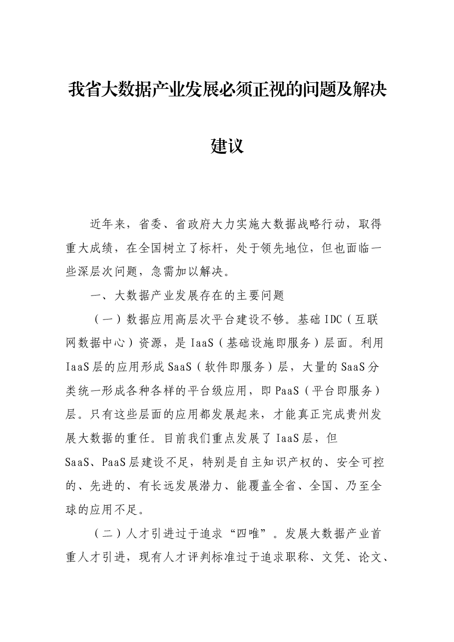 大数据产业发展必须正视的问题及解决建议.docx,第1页预览