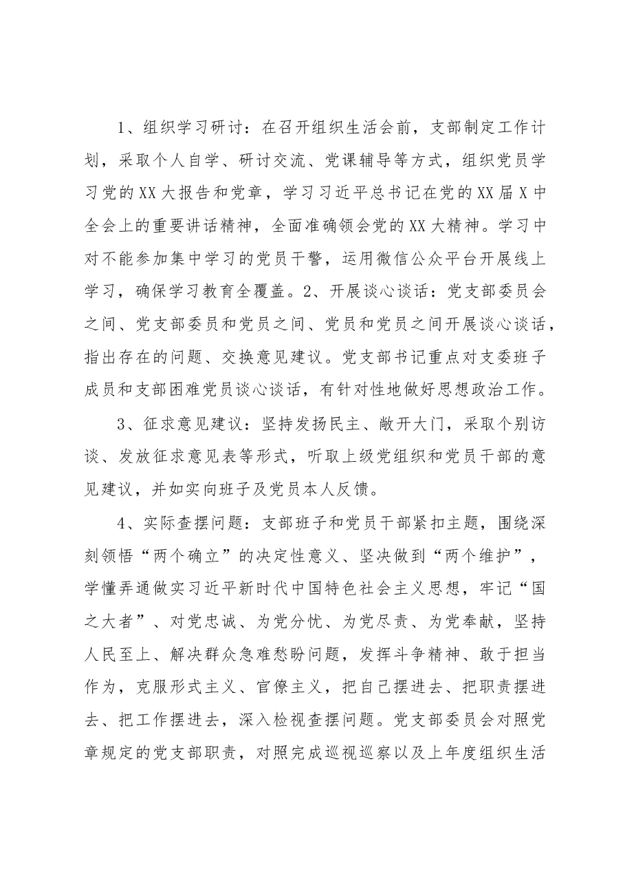 XX市中级人民法院第X党支部2022年度组织生活会实施方案.docx,第3页预览