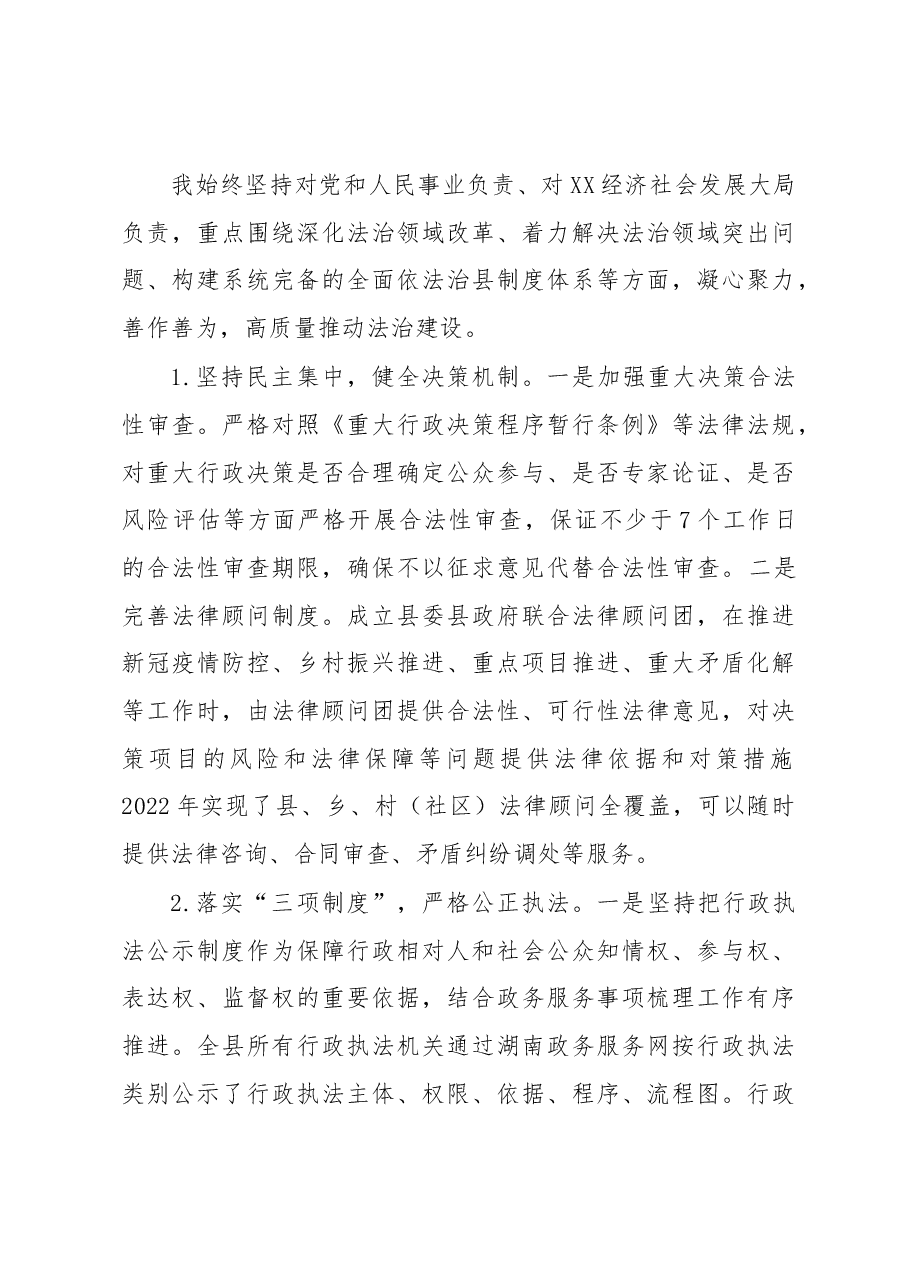 XX县县委书记履行推进法治建设第一责任人述职报告.docx，第4页预览