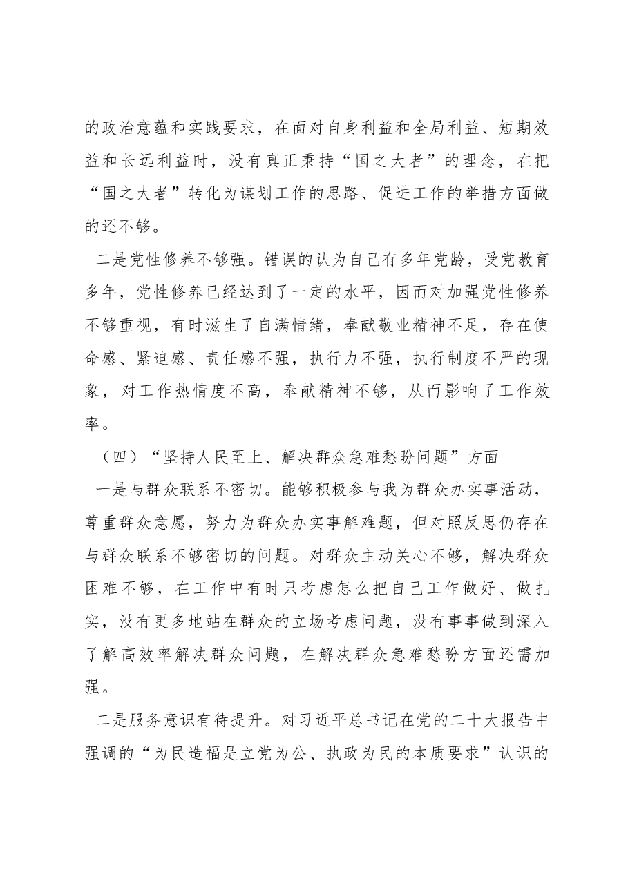 2022年度组织生活会个人对照检查材料范文七个方面.docx,第4页预览