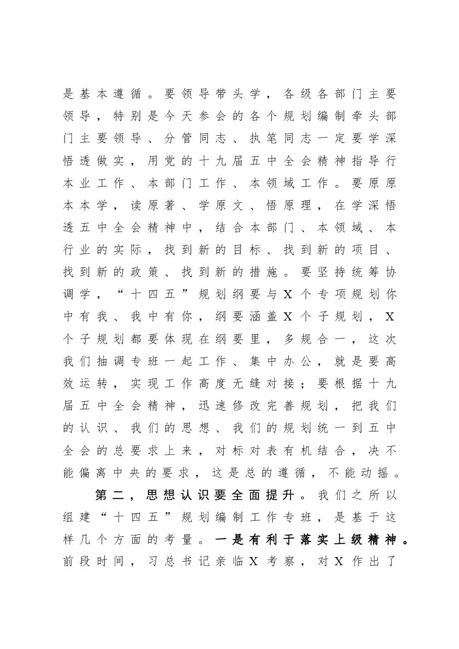 在“十四五”规划纲要编制专班工作会议上的讲话.docx,第2页预览