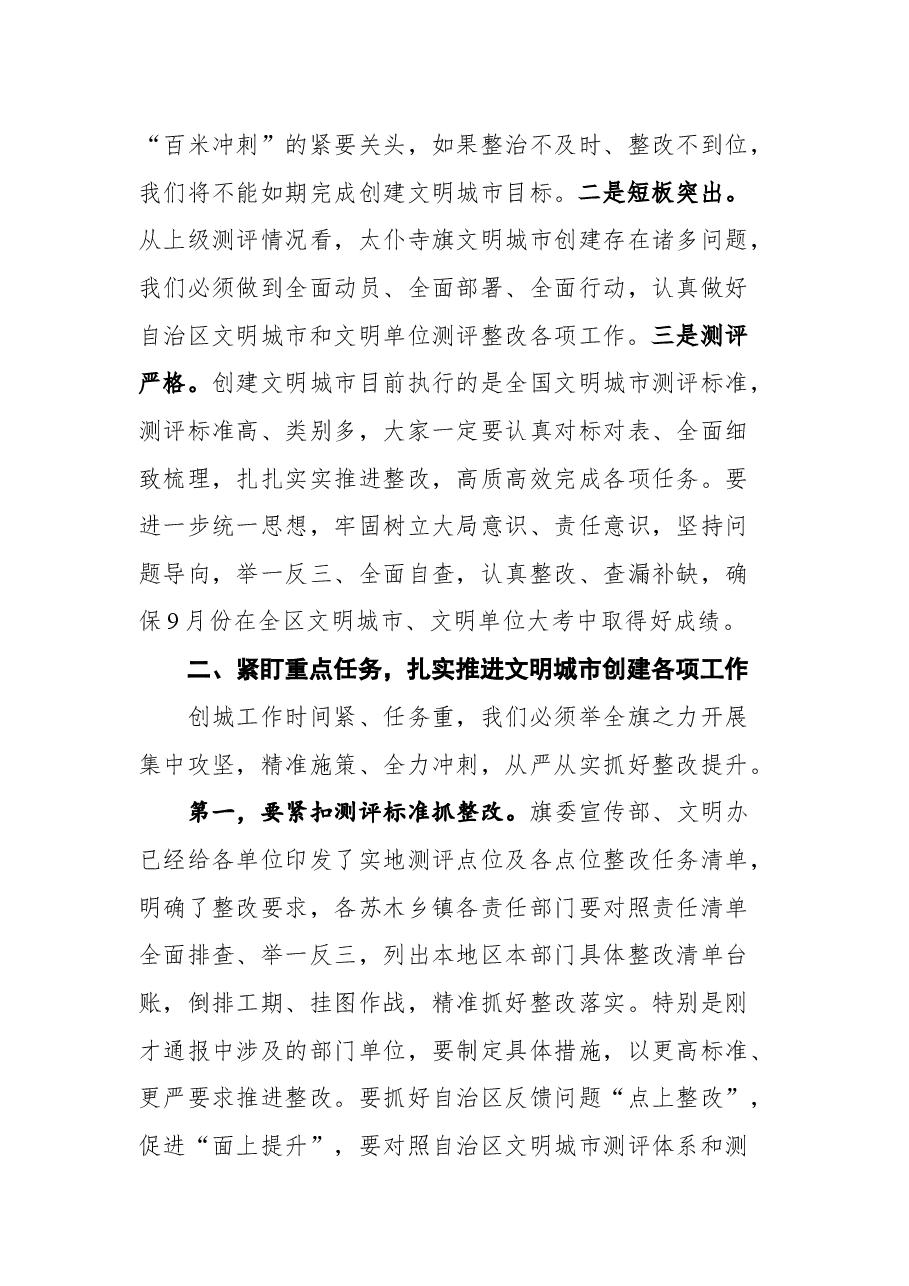 在全旗创建自治区文明城市整改工作推进会议上的讲话.docx,第4页预览