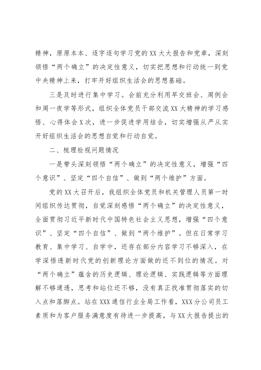 XX通信国企领导班子2022年度组织生活会个人对照检视材料.docx,第2页预览