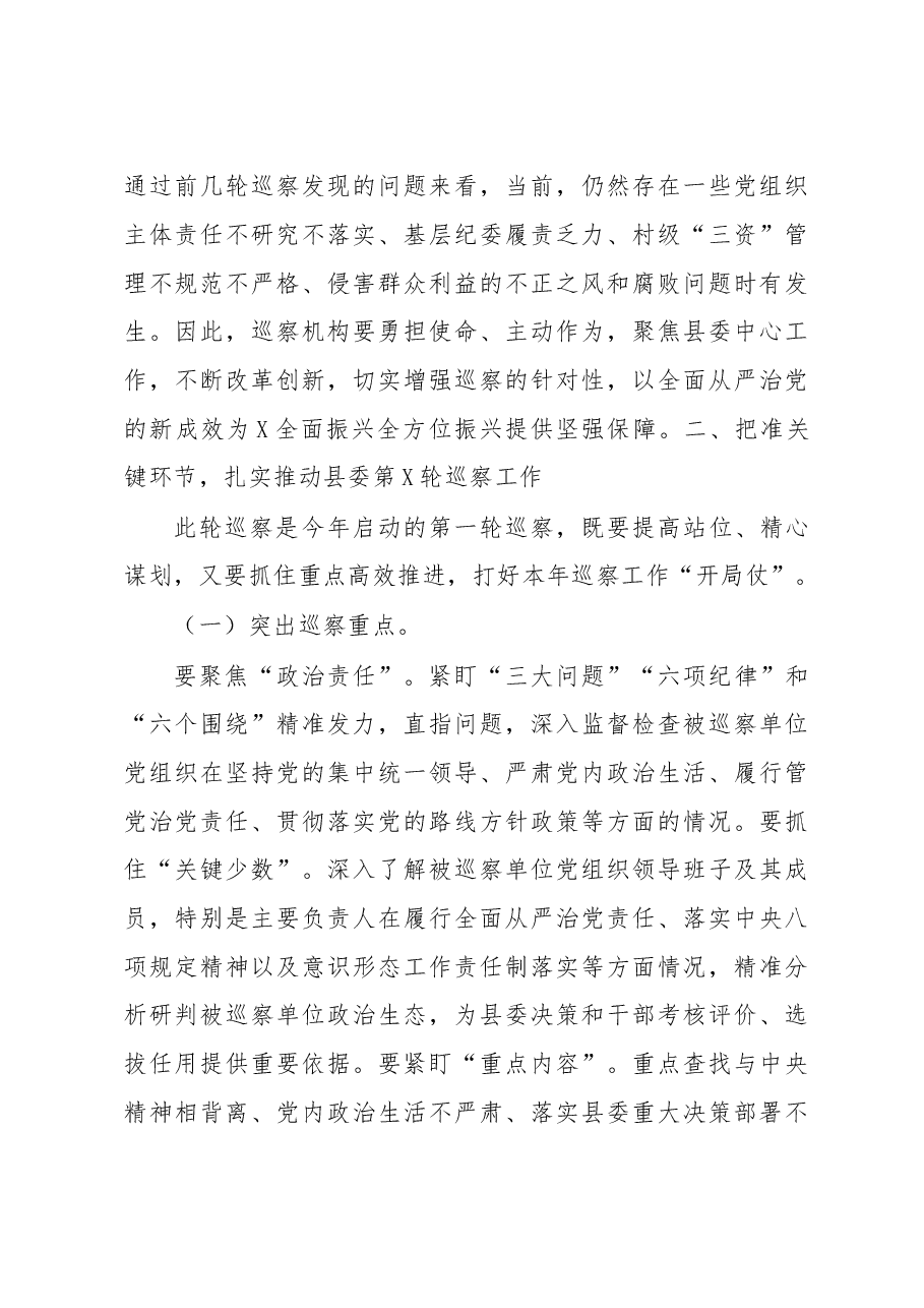 (2篇)书记在县委巡察工作动员部署会议上的讲话提纲.docx,第3页预览