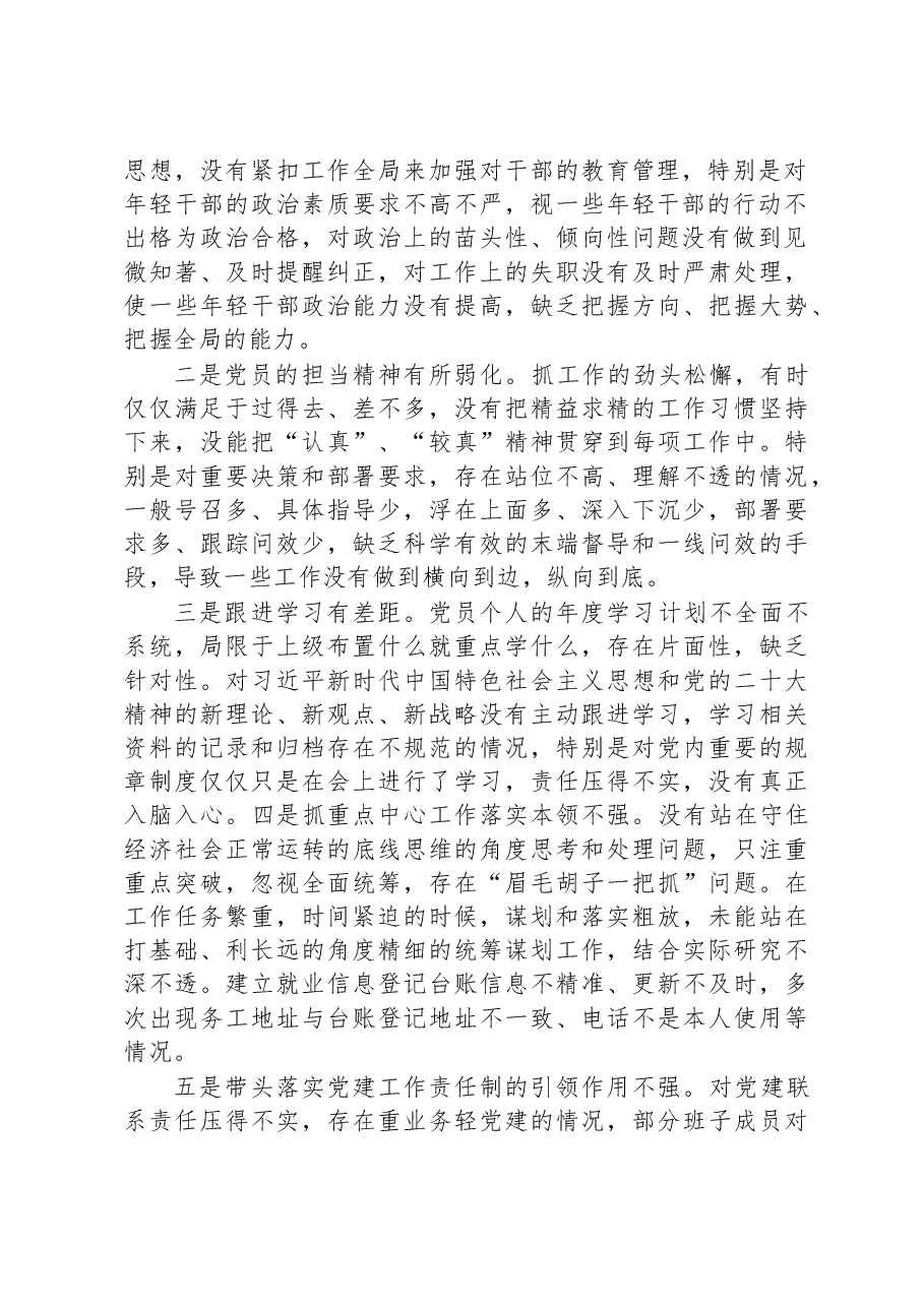 党支部书记2022年度组织生活会个人对照检查发言提纲.docx，第2页预览
