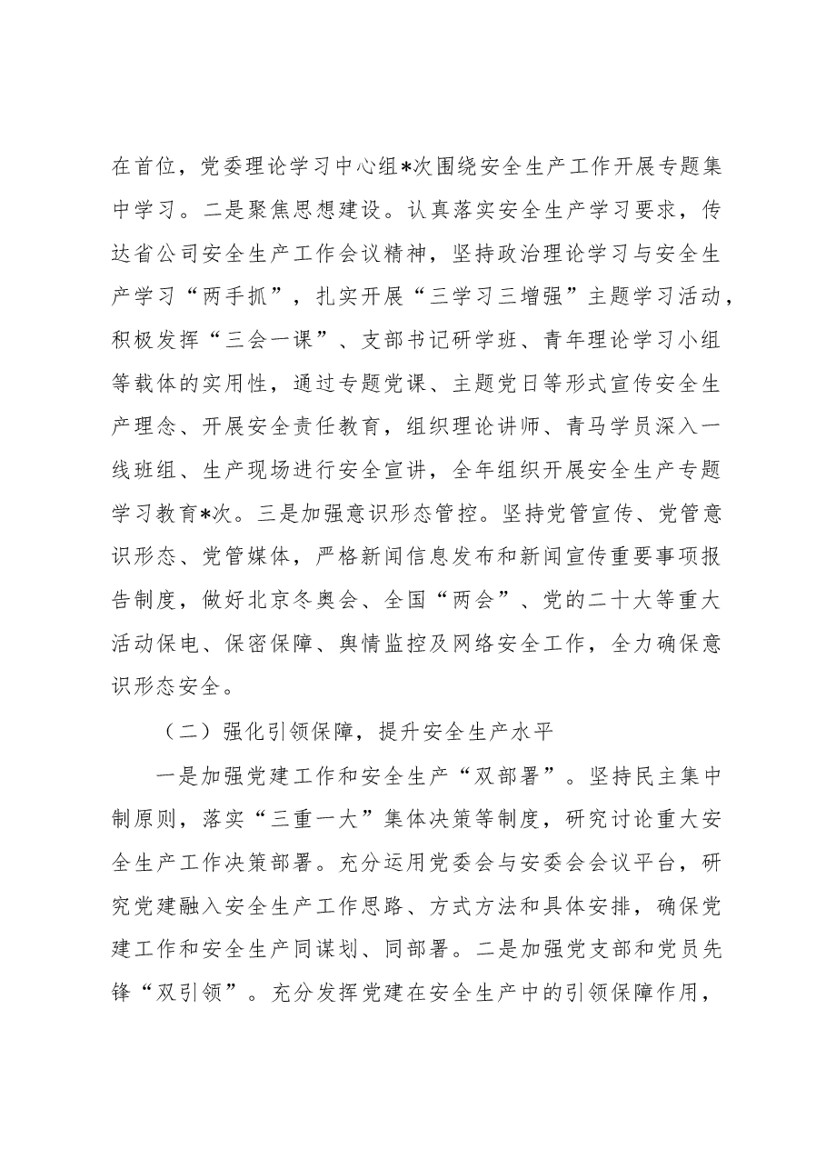 2022年企业党委书记年度安全述职报告.docx,第2页预览
