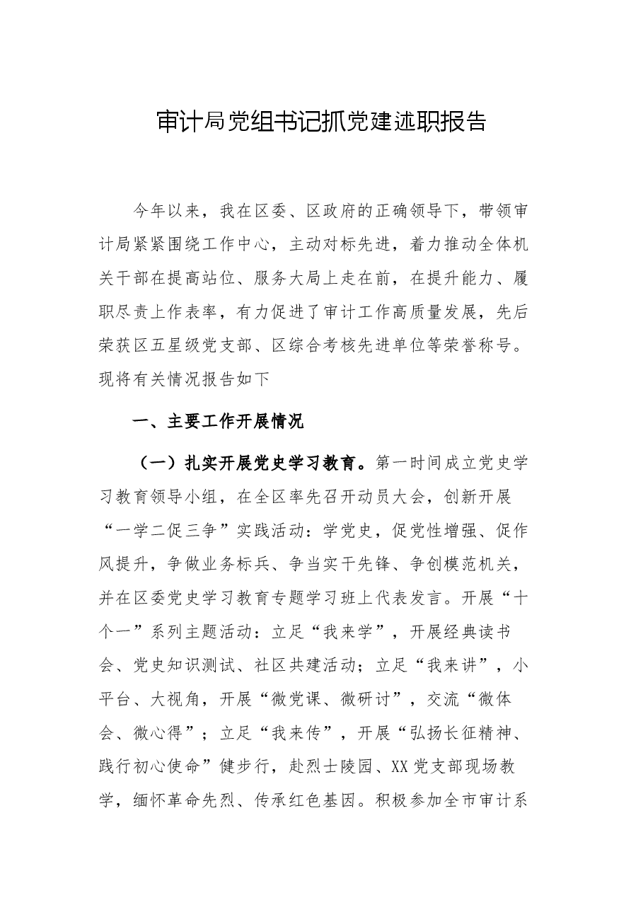 审计局党组书记抓党建述职报告.docx,第1页预览
