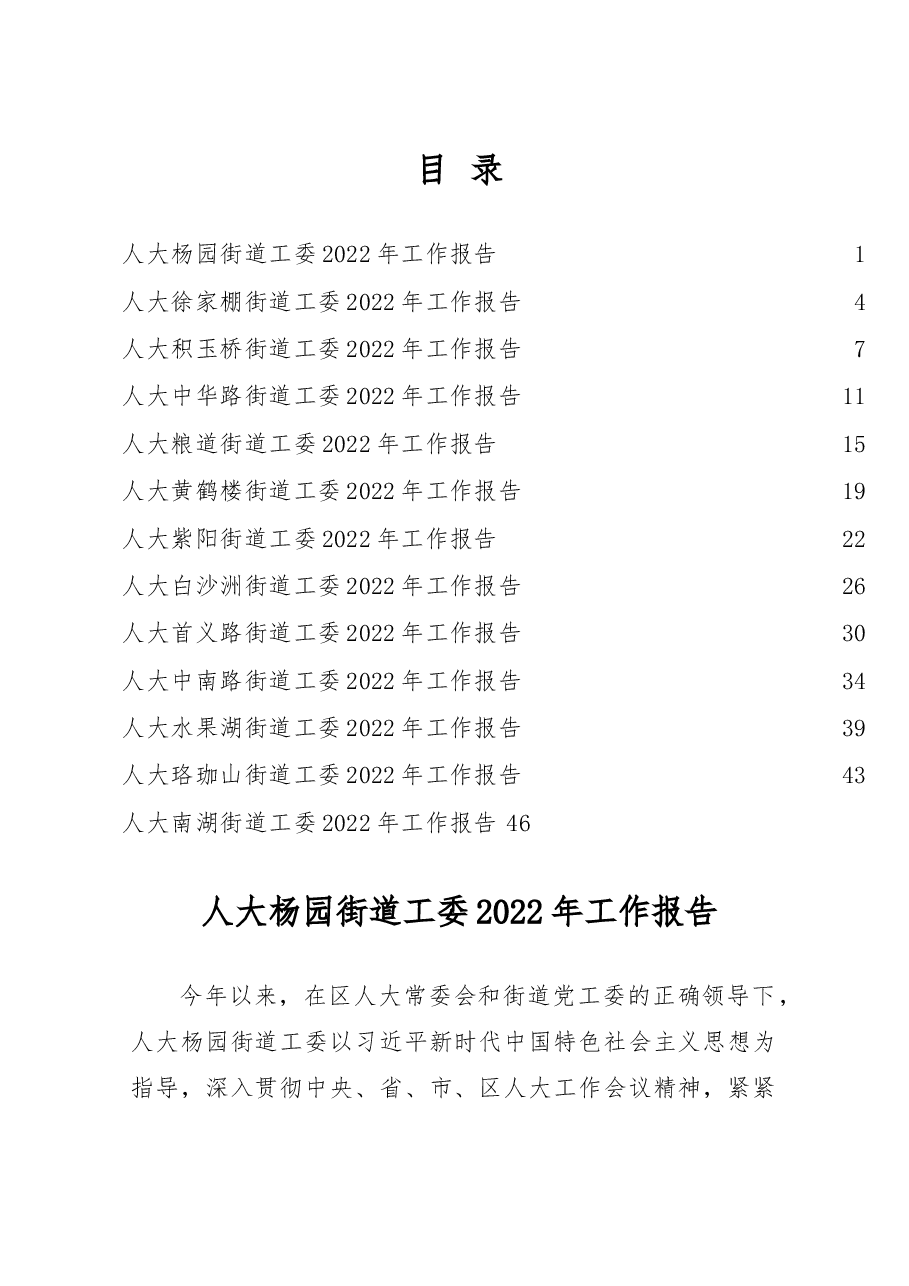(13篇)武汉市武昌区人大各街道工委2022年度述职报告、工作总结汇编.doc,第1页预览