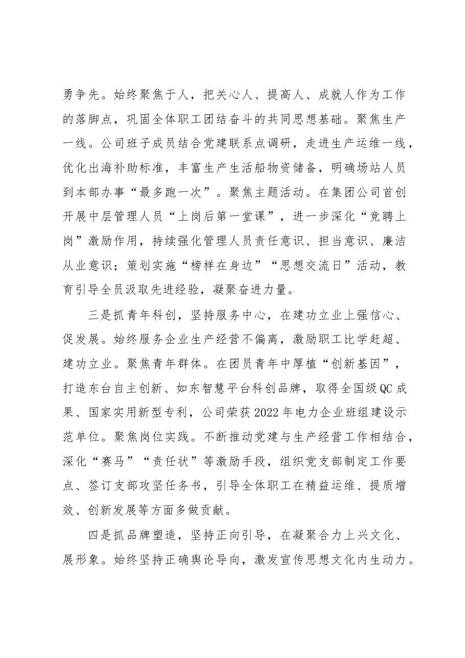 国企发电行业2022年度党委书记述职报告.docx,第2页预览