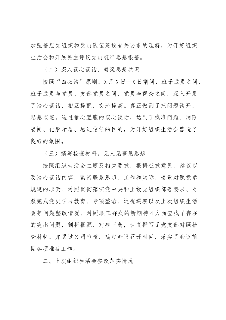 国企党支部年度组织生活会党支部检视材料.docx，第2页预览