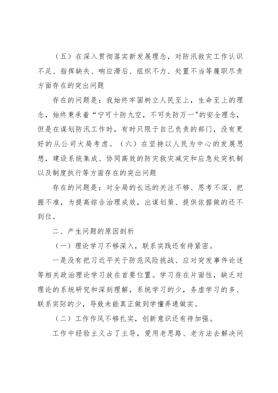 特大暴雨灾害追责问责以案促改组织生活会剖析整改报告.docx,第3页预览