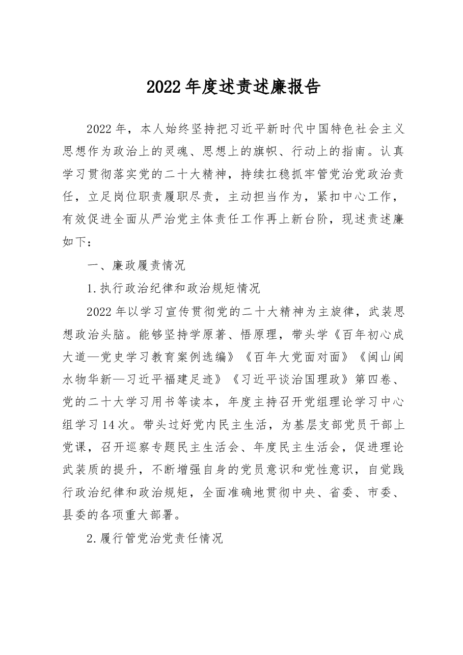 2022年度述责述廉报告.doc,第1页预览