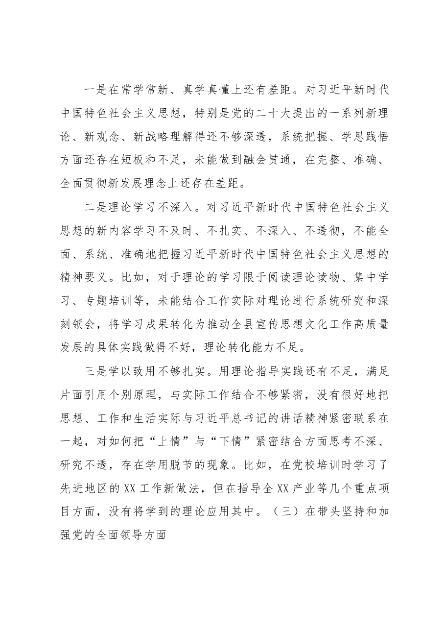 2022年民主生活会领导班子对照检查材料(六个带头).docx,第3页预览