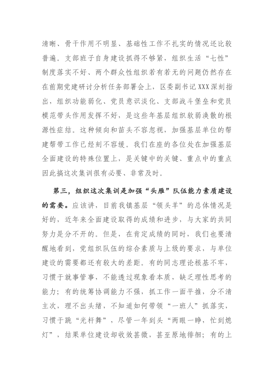 在基层党建工作集训会上的动员讲话.docx,第3页预览