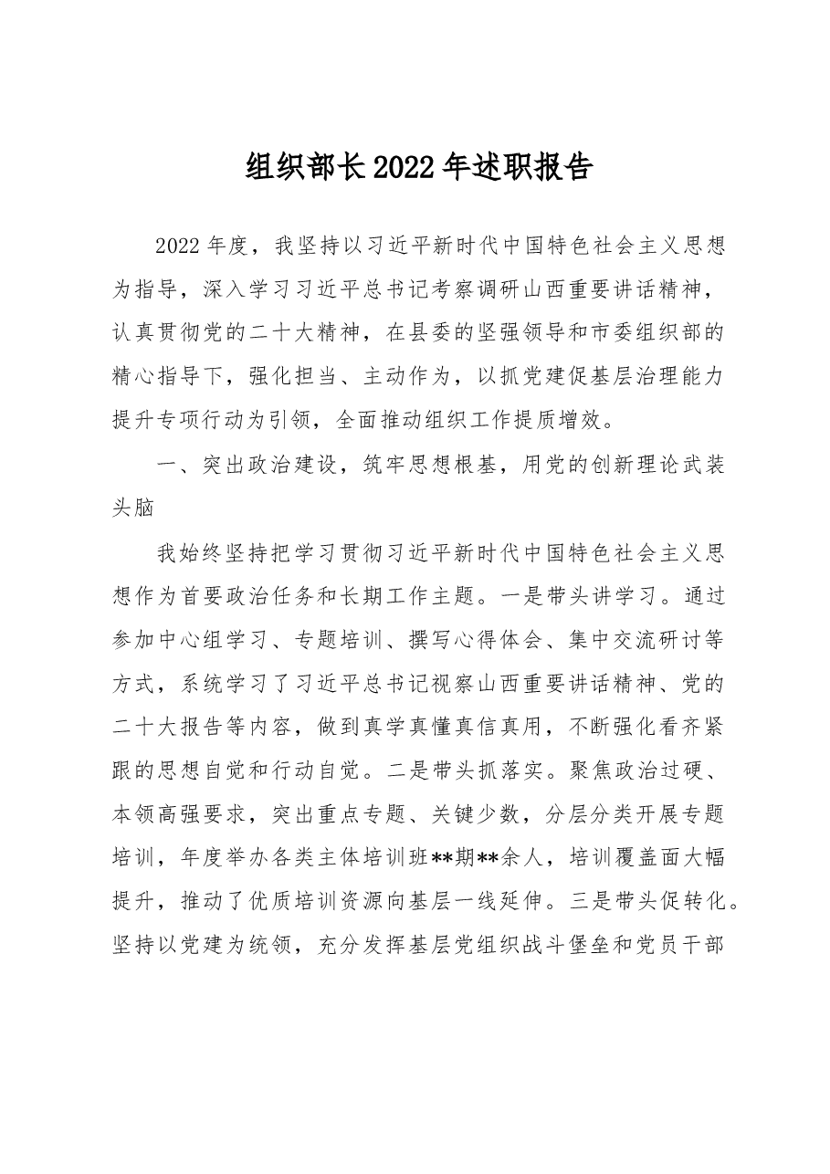 组织部长2022年述职报告.docx,第1页预览