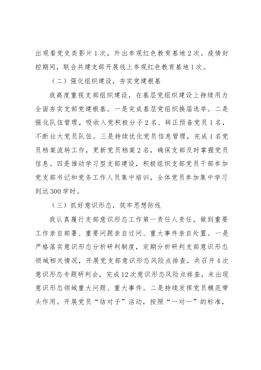2023年支部书记抓基层党建工作述职报告.docx,第2页预览