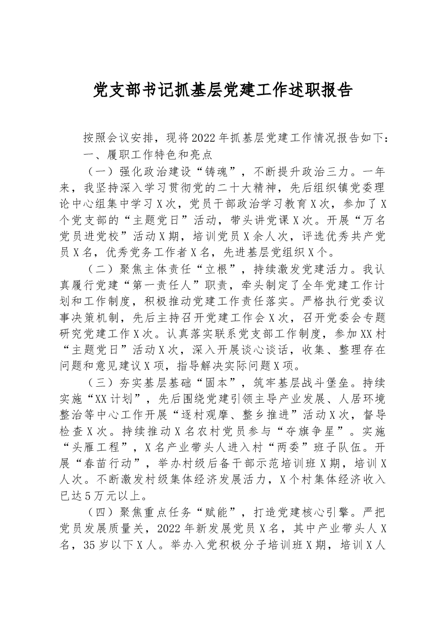 党支部书记抓基层党建工作述职报告.docx,第1页预览