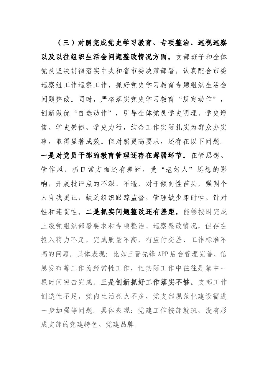 2021年度组织生活会党支部对照检查材料.docx,第4页预览