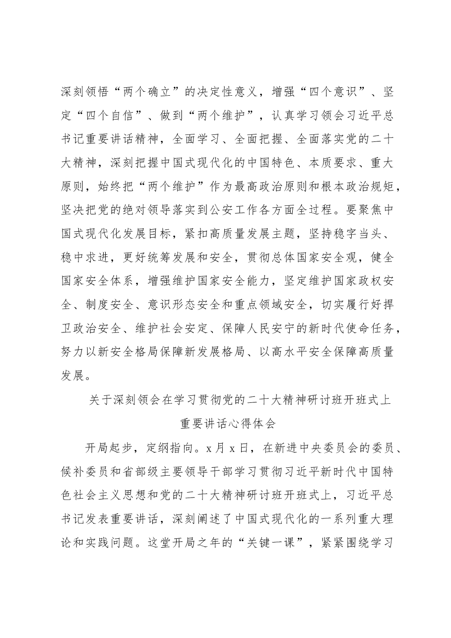 (9篇)关于深刻领会在学习贯彻党的二十大精神研讨班开班式上重要讲话心得体会汇编.docx,第4页预览