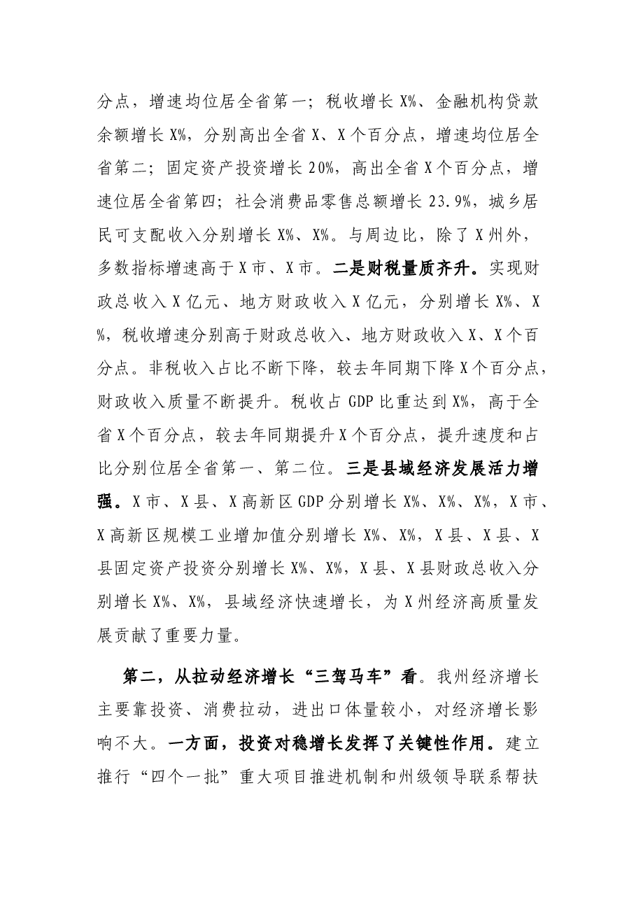 在X州经济形势分析暨园区高质量发展推进会议上的讲话.docx,第2页预览