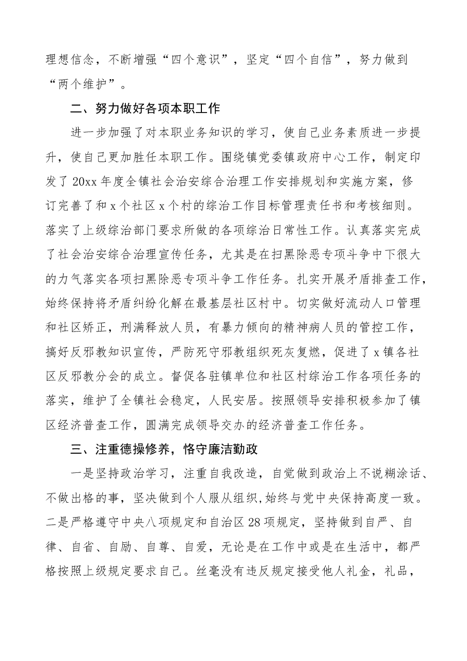 乡镇综治办信访办主任述职述德述责述廉报告范文个人工作总结参考.docx,第2页预览