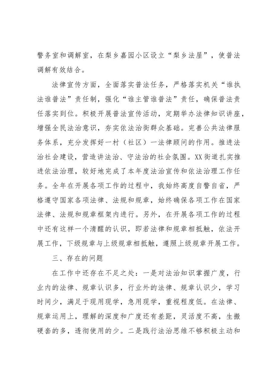 XX街道党工委副书记、办事处主任2022年度述法报告.docx,第3页预览