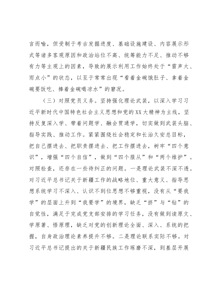 党支部书记2022年度组织生活会对照检查材料.docx,第3页预览