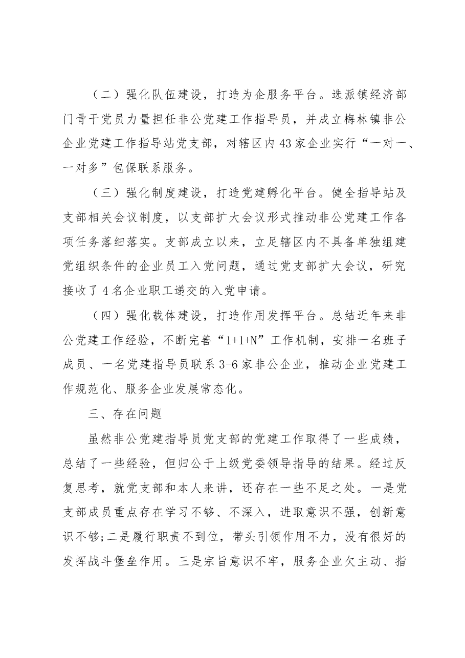 2022年度镇非公党建指导站党支部抓基层党建工作述职报告.docx,第3页预览