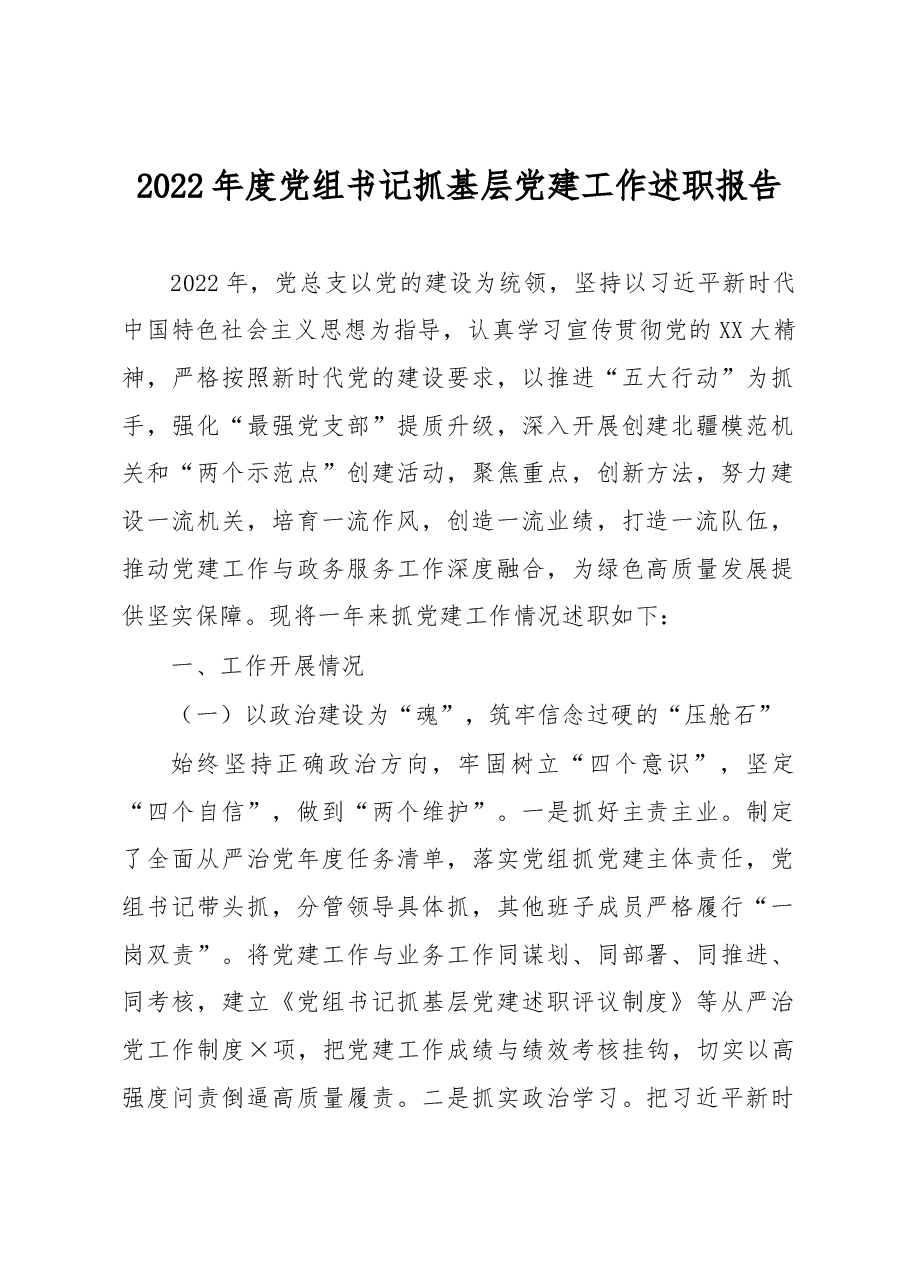 2022年度党组书记抓基层党建工作述职报告.docx,第1页预览