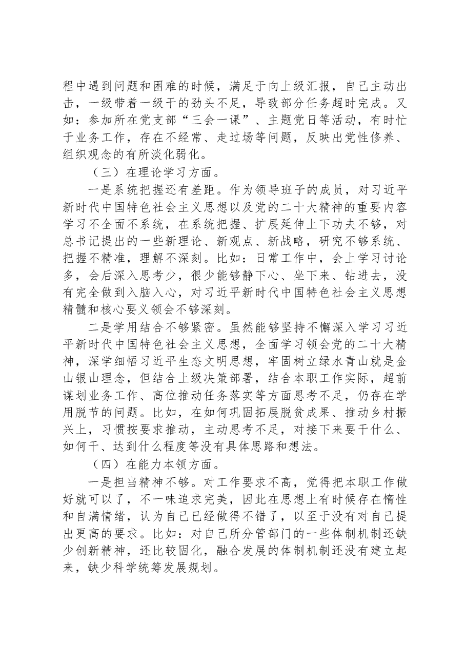 政府机关党支部党员干部2022年度组织生活会个人对照检查材料.docx,第3页预览