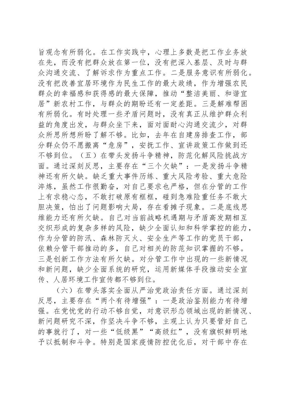2022年度党员干部个人民主生活会发言材料.docx,第3页预览
