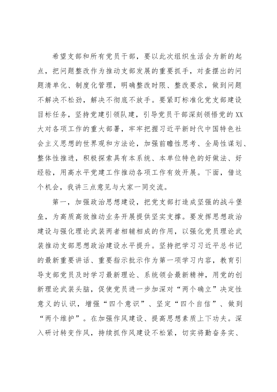 指导组在支部2022年度组织生活会和组织评议党员大会上的点评讲话.docx,第2页预览