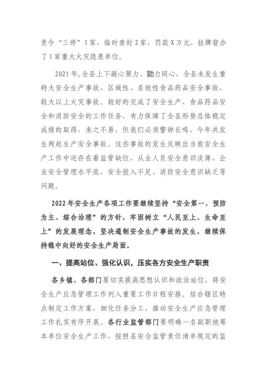 县长在2022年安全生产工作会议上的讲话.docx,第2页预览