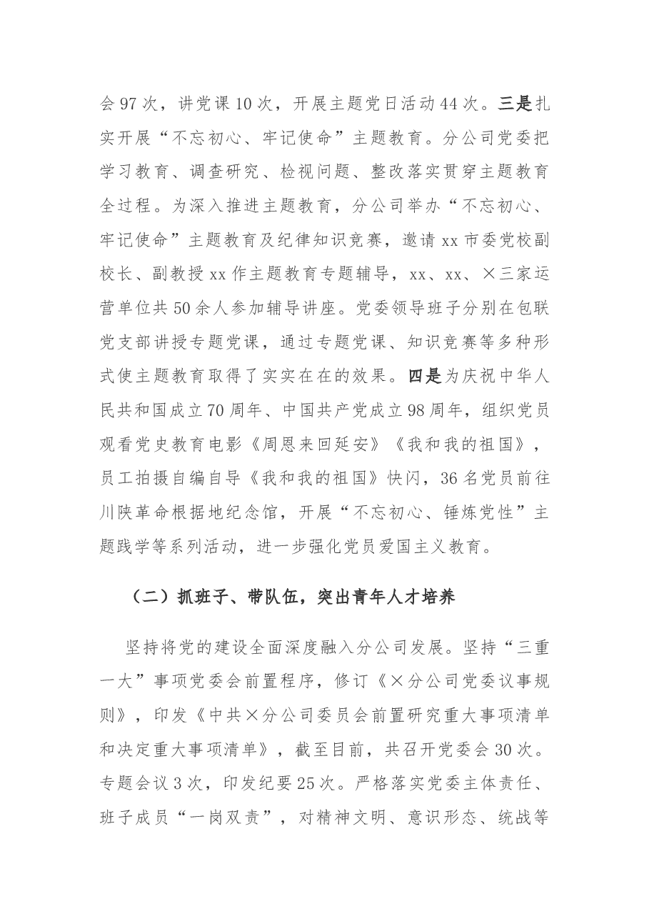 公司党委2019年度党委书记抓党建工作述职报告.docx,第2页预览