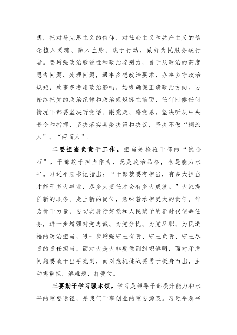 在某县新任职领导干部集体谈话会上的讲话.docx,第2页预览