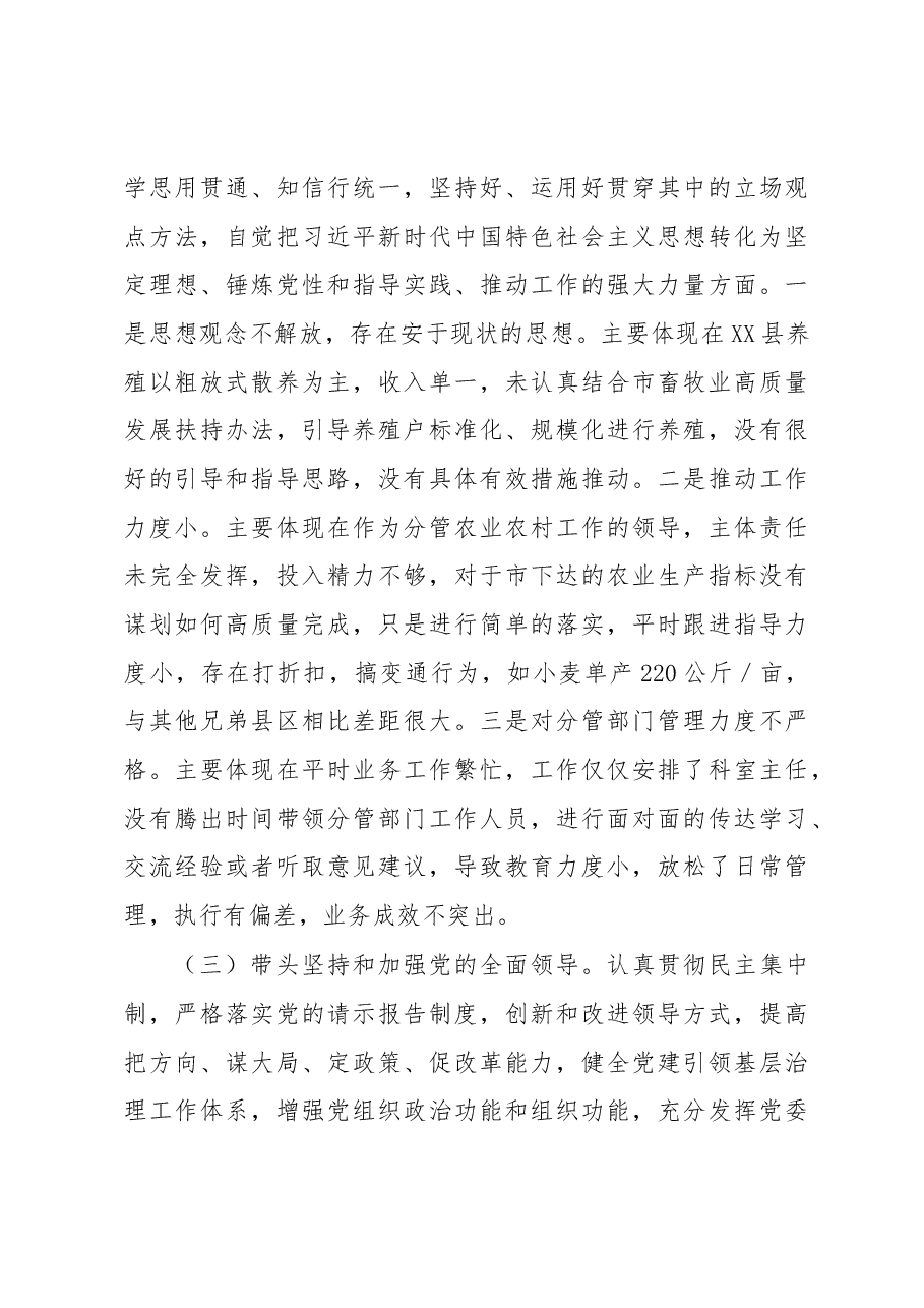 2022年度XX县常委、副县长民主生活会个人对照发言材料.docx,第3页预览