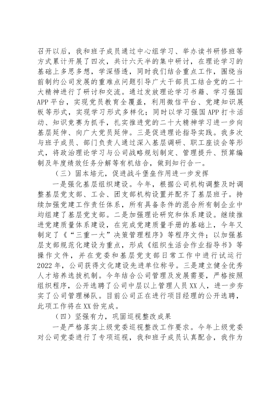 国企党委书记2022年度抓党建述职评议报告.docx,第2页预览