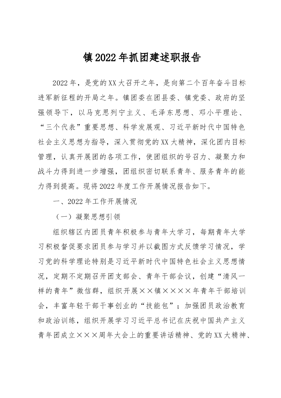 镇2022年抓团建述职报告.docx,第1页预览