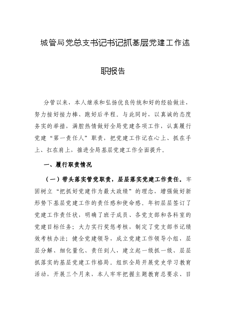 城管局党总支书记书记抓基层党建工作述职报告.docx,第1页预览