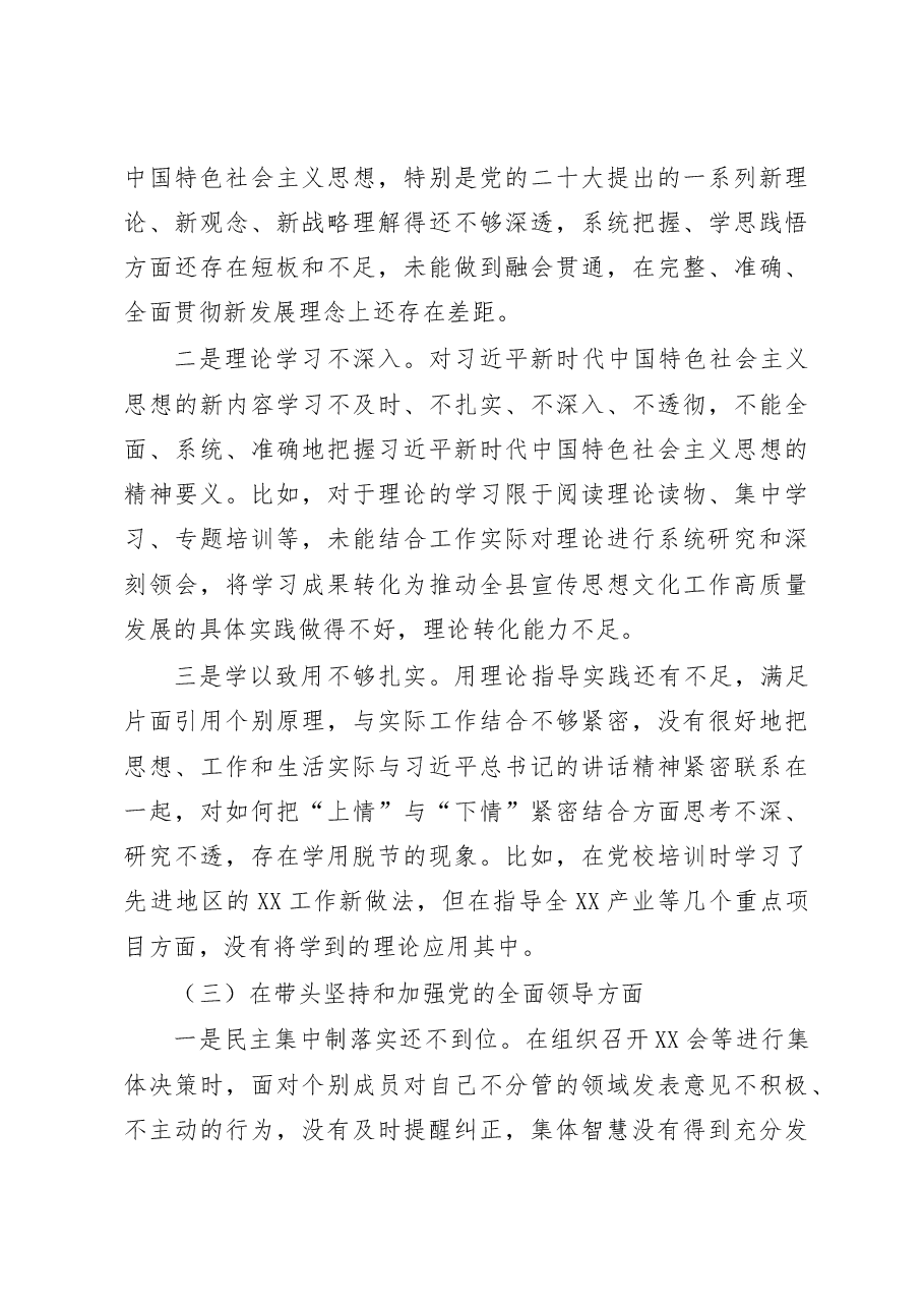 (2篇)国企党员2023年度民主生活会个人发言提纲.docx,第3页预览