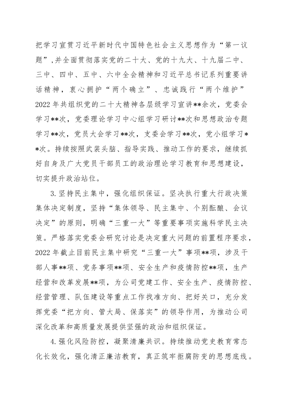 2022年公司党组织书记抓党建述职报告.docx,第2页预览