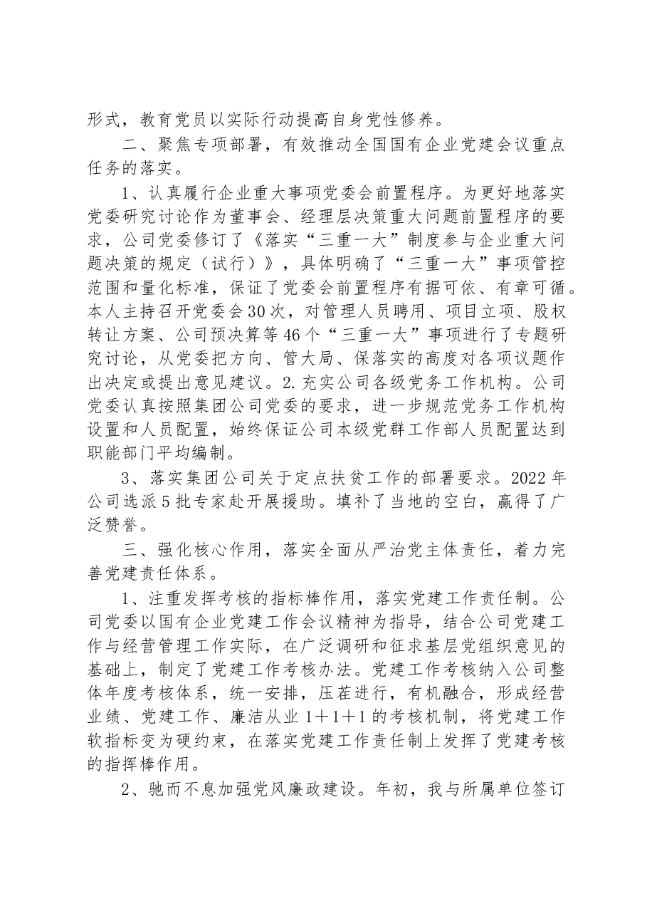 国企党委书记2022年度抓基层党建工作述职评议报告.docx,第3页预览