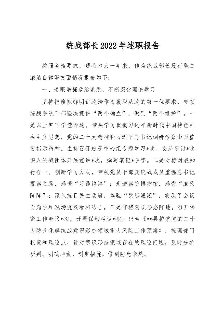 统战部长2022年述职报告.docx,第1页预览