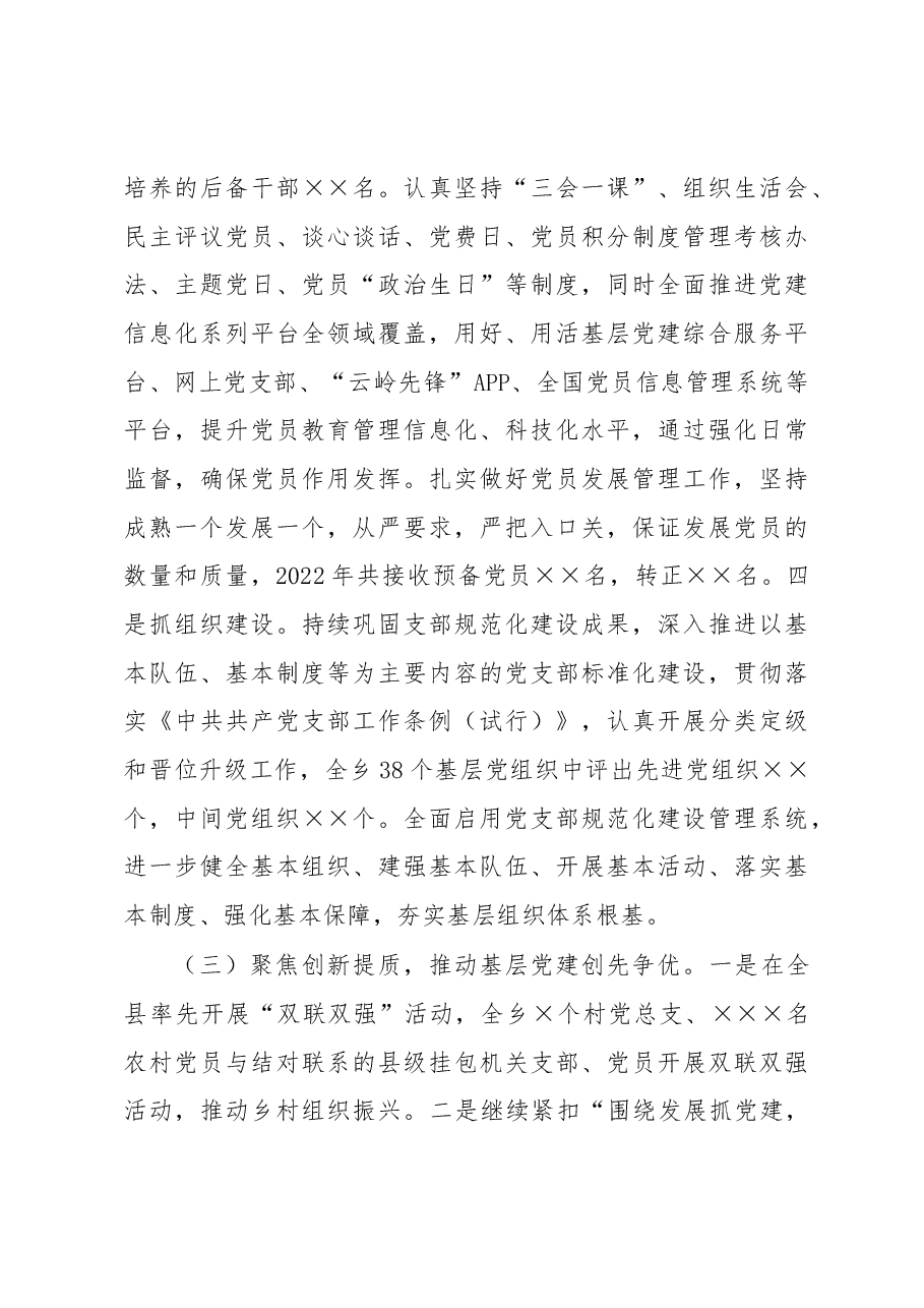 乡党委书记2022年度抓基层党建工作述职报告.docx,第3页预览