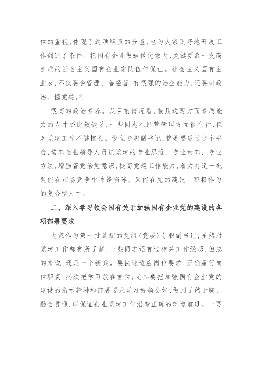 在新任企业党组专职副书记集体谈话会上的讲话.docx,第3页预览